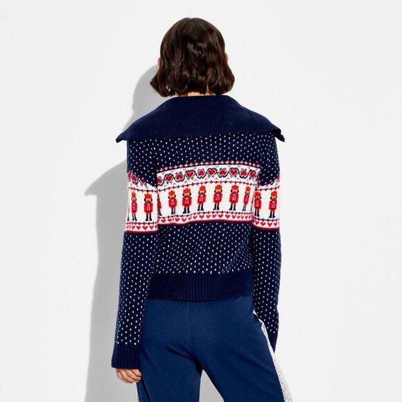 Wild Fable - Women's Polo Collar Quarter Zip Novelty Pullover S Navy Blue - Picture 3 of 3